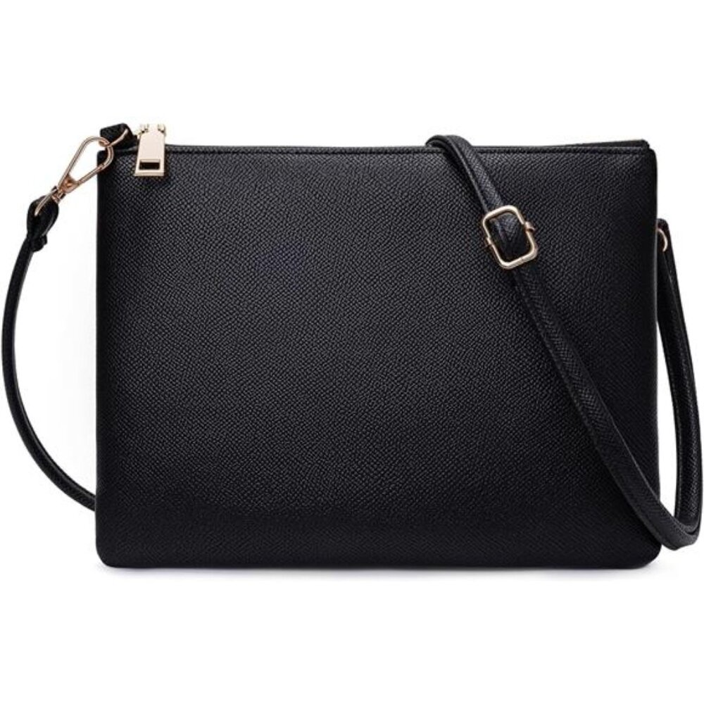 Small Crossbody Bag for Women PU Leather Shoulder Purse Adjustable Strap Black